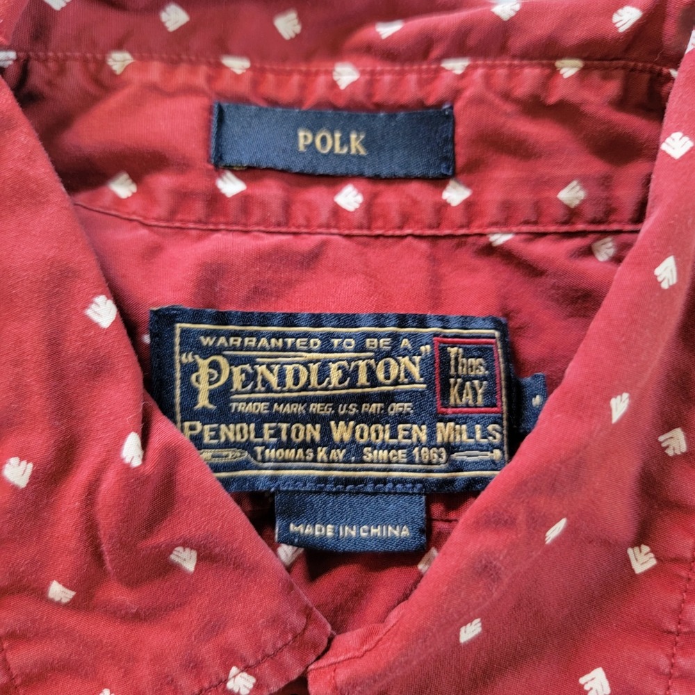Pendleton Thomas Kay Geometric Short Sleeve Button Down Shirt Men's Size M Red - Picture 5 of 6